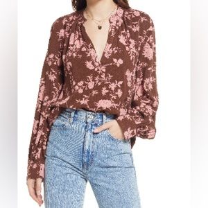 Treasure & Bond Print Shirred Donny Top - Large